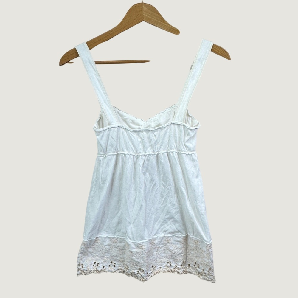 Hollister Babydoll Camisole Womens L White Eyelet Lace Boho Y2K Cottagecore Tank - Picture 2 of 9
